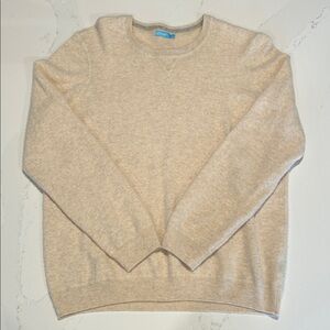 J. McLaughlin Cashmere Light Tan Beige Crewneck Sweater Size Large